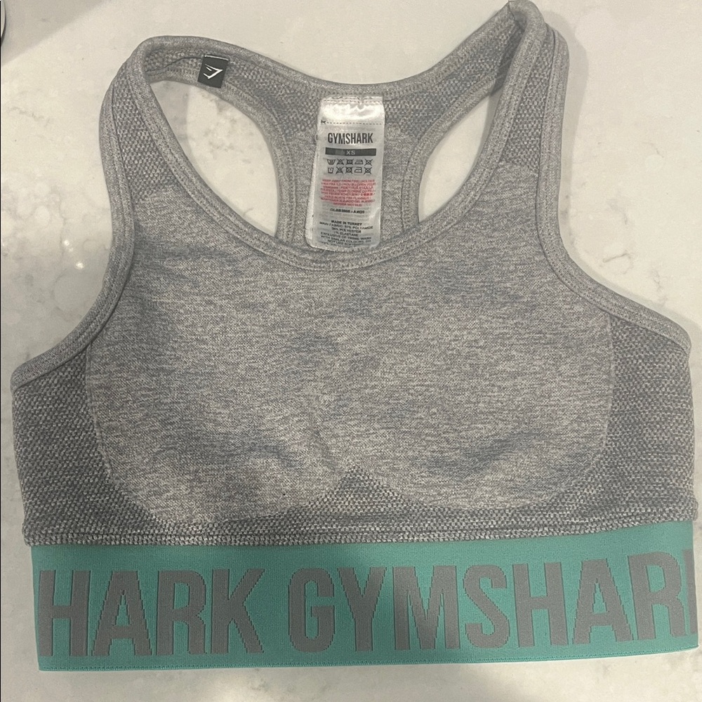 Gymshark Heather Gray and Teal Sports Bra